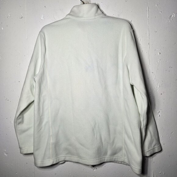Lands End Womens White Fleece Full Zip Jacket Plus Size 1X Neutral Soft Cozy - Picture 2 of 13